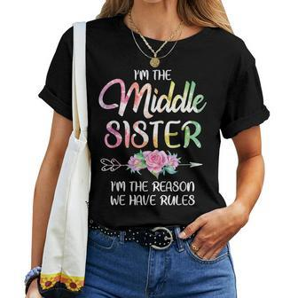 Middle Sister Girls Sibling Rules Birthday Sister Women T-shirt | Mazezy UK