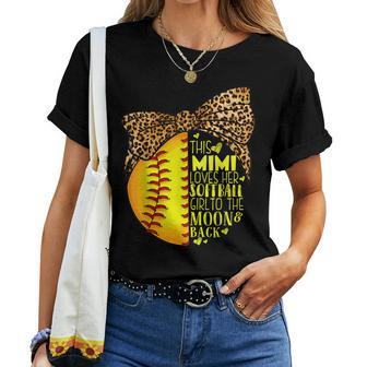 This Mimi Loves Her Softball Girl Mothers Day Leopard Women T-shirt - Seseable