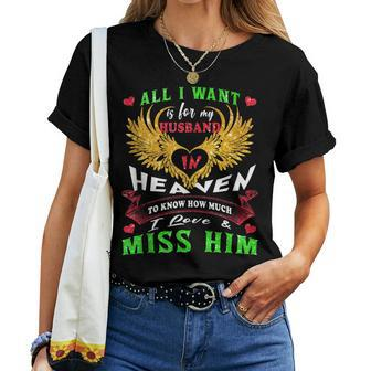 Missing My Husband An Angel In Heaven Memories Rip Husband Women T-shirt | Mazezy