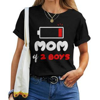 Mom Of 2 Boys 2 Sons Mommy Of Two Boys Women T-shirt - Thegiftio UK