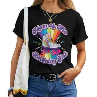 Mom Of The Birthday Girl Retro Rolling Skate Gift For Women Women T-shirt - Seseable