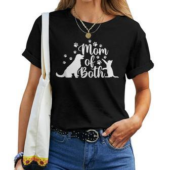 Mom Of Both Cat And Dog Mom Crazy Cat Lady Dog Lover Women T-shirt | Mazezy