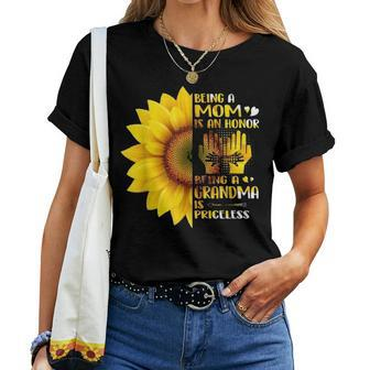 A Mom Is An Honor Being A Grandma Is Priceless Sunflower Women T-shirt - Seseable