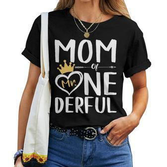 Mom Of Mr Onederful 1St Birthday Boy Matching Women T-shirt | Mazezy