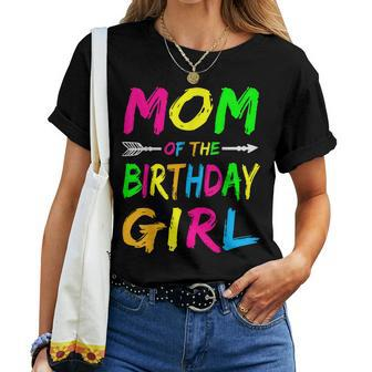 Mom Of The Birthday Girl Glows Retro 80S Party  Glow  Women T-shirt Casual Daily Crewneck Short Sleeve Graphic Basic Unisex Tee