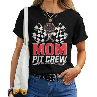 Mom Pit Crew Race Car Birthday Party Racing Family Women T-shirt | Mazezy