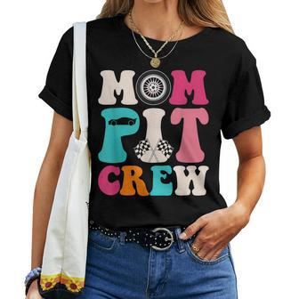 Mom Pit Crew Race Car Birthday Party Racing Women T-shirt | Mazezy