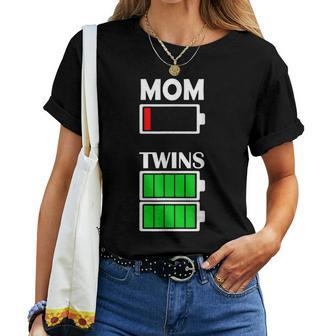 Mom Twins Low Battery Tired Mom Shirt Women T-shirt | Mazezy