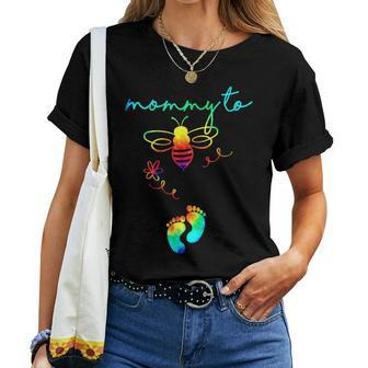 Mommy To Bee Tie Dye Pregnancy Announcement First Time Mom Women T-shirt | Mazezy