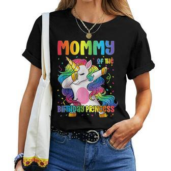Mommy Of The Birthday Princess Girl Dabbing Unicorn Mom  Women T-shirt Casual Daily Crewneck Short Sleeve Graphic Basic Unisex Tee