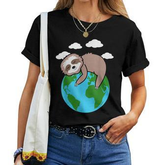 Mother Earth Sloth Pro Environment Cool Earth Day Lover Women T-shirt - Thegiftio UK
