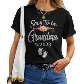 Mother Womens Soon To Be Grandma 2023 With Flower Mothers Day Mom Women T-shirt Casual Daily Crewneck Short Sleeve Graphic Basic Unisex Tee - Monsterry CA