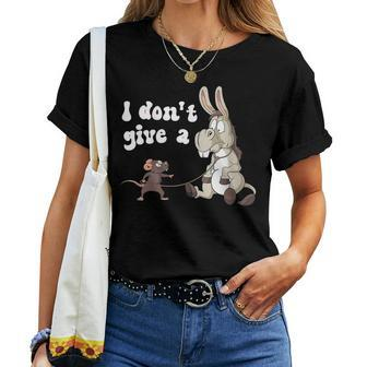 Womens Mouse Walking A Donkey I Dont Give Rats ASs Mouse Women T-shirt | Mazezy