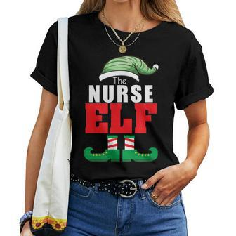 Nurse Elf Matching Family Group Holiday Party Pajama Women T-shirt | Mazezy