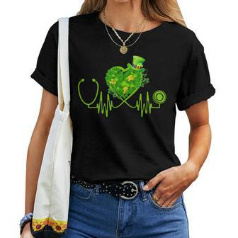Nurse Stethoscope Irish Shamrock Shirt St Patricks Day Women T-shirt | Mazezy