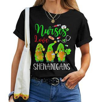 Nurses Love Shenanigans Funny Gnomes Nurse St Patricks Day V7 Women T-shirt - Seseable