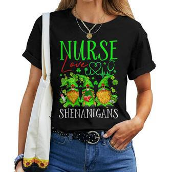 Nurses Love Shenanigans Funny Gnomes Nurse St Patricks Day V8 Women T-shirt - Seseable
