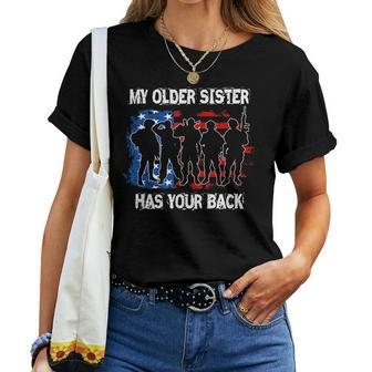 My Older Sister Has Your Back Military T Women T-shirt | Mazezy AU