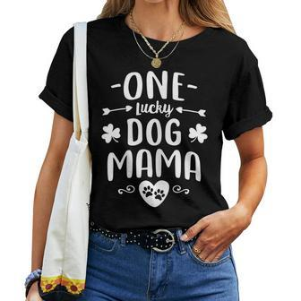 Womens One Lucky Dog Mama Shirt St Patrick Day Cute Dog Mom Women T-shirt | Mazezy DE