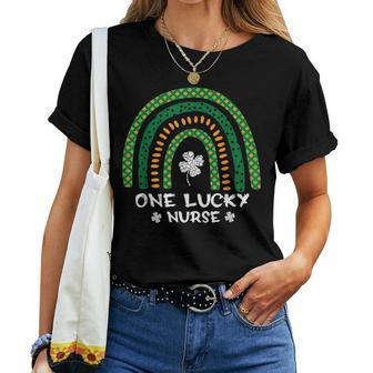 One Lucky Nurse Rainbow Shamrock Scrub St Patricks Day Women T-shirt - Seseable