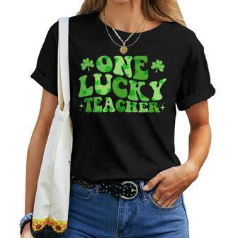 One Lucky Teacher Retro Vintage St Patricks Day Saint Patty Women T-shirt | Mazezy