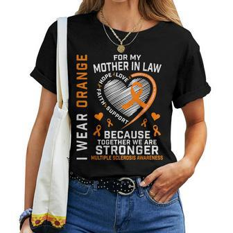 Orange Ribbon Ms Mother In Law Multiple Sclerosis Awareness Women T-shirt - Seseable