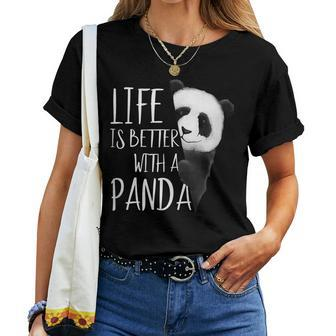 Panda Lovers Life Is Better With A Panda Bear Women T-shirt - Seseable