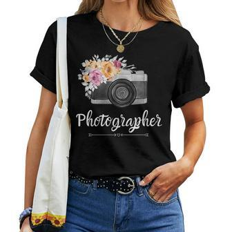 Photographer Floral Womens Photography Camera Women T-shirt | Mazezy