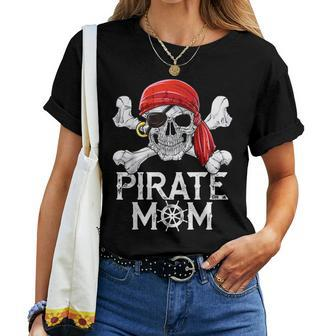 Pirate Mom Jolly Roger Flag Skull & Crossbones Women T-shirt - Thegiftio UK
