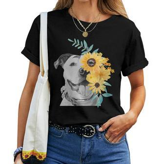 Womens Pit Bull Mom T Shirt Face Flower - Women T-shirt | Mazezy CA