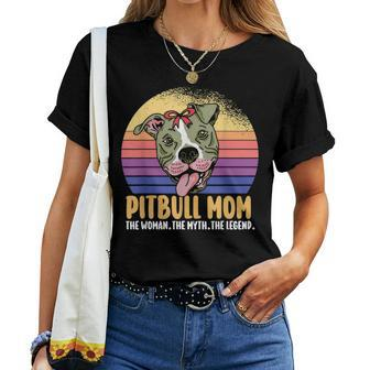 Pitbull Mom The Woman The Myth The Legend Dog Pittie Mom Women T-shirt - Seseable