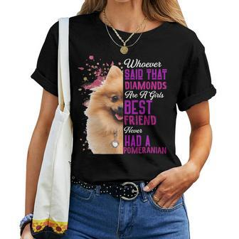 Pomeranian Are A Girls Best Friend Funny Dog Mother Mama Mom Women T-shirt Casual Daily Crewneck Short Sleeve Graphic Basic Unisex Tee - Monsterry