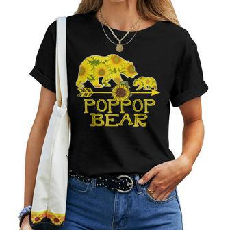 Poppop Bear Sunflower Mother Father Women T-shirt | Mazezy