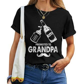 Promoted To Grandpa Beer Milk Bottle Cute Women T-shirt | Mazezy