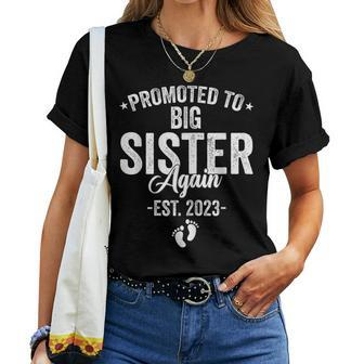 Promoted To Big Sister Again 2023 Baby Announcement Siblings  Women T-shirt Casual Daily Crewneck Short Sleeve Graphic Basic Unisex Tee