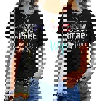 Proud Air Force Wife With American Flag Veteran Women T-shirt | Mazezy