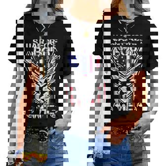 Proud Air Force Wife Veteran Pride Women T-shirt | Mazezy