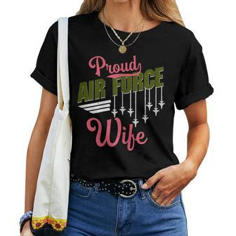 Proud Air Force Wife Wifey Pride Military Family Women T-shirt | Mazezy