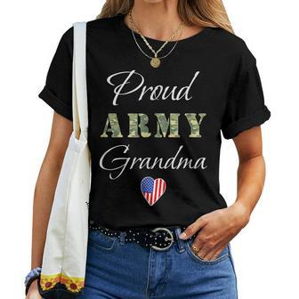 Proud Army Grandma America Flag Heart For Grandma Women T-shirt | Mazezy