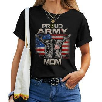 Proud Army Mom America Flag Us Military Pride Women T-shirt | Mazezy