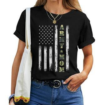 Proud Army Mom American Flag Camo Military Mom Women T-shirt | Mazezy