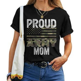 Proud Army Mom Military Soldier Camo Us Flag Camouflage Mom Women T-shirt | Mazezy