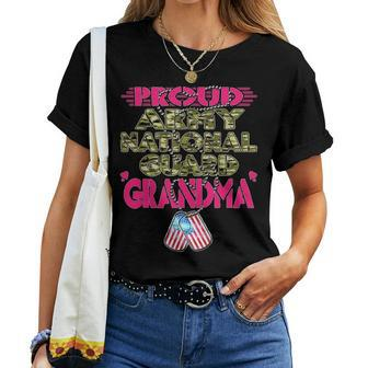 Proud Army National Guard Grandma Dog Tags - Military Family Women T-shirt - Seseable