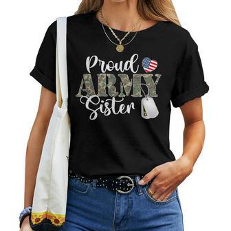 Proud Army Sister Matching Family Camoun Pattern Matching Women T-shirt | Mazezy