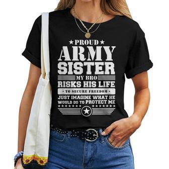 Proud Army Sister Military Sister Protects Me Women T-shirt - Seseable