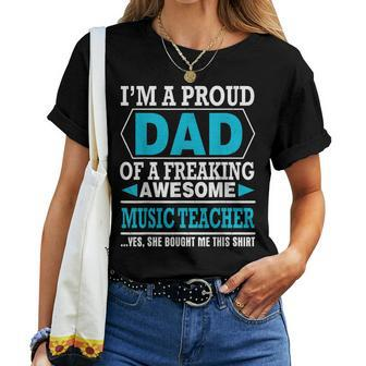 Proud Dad Of Awesome Music Teacher Father Day Women T-shirt | Mazezy