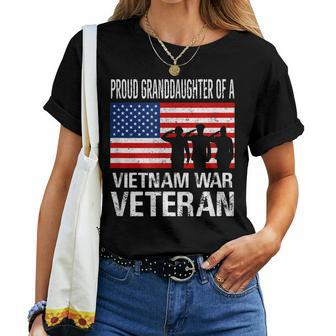 Proud Granddaughter Vietnam War Veteran Matching Grandfather Women T-shirt - Seseable