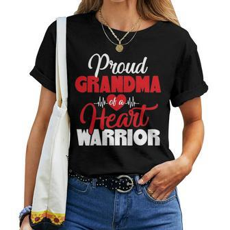 Proud Grandma Of A Heart Warrior Chd Awareness Gift Women T-shirt - Seseable