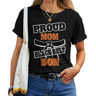 Proud Mom Of A Black Belt Son Karate Mom  Women T-shirt Casual Daily Crewneck Short Sleeve Graphic Basic Unisex Tee
