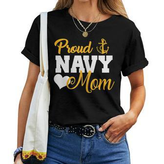 Proud Navy Mom Navy Military Parents Family Navy Mom T Women T-shirt | Mazezy